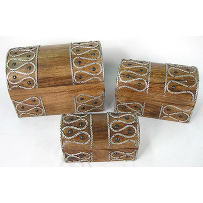 Set Of 3 ZigZag Metal Boxes - Click Image to Close